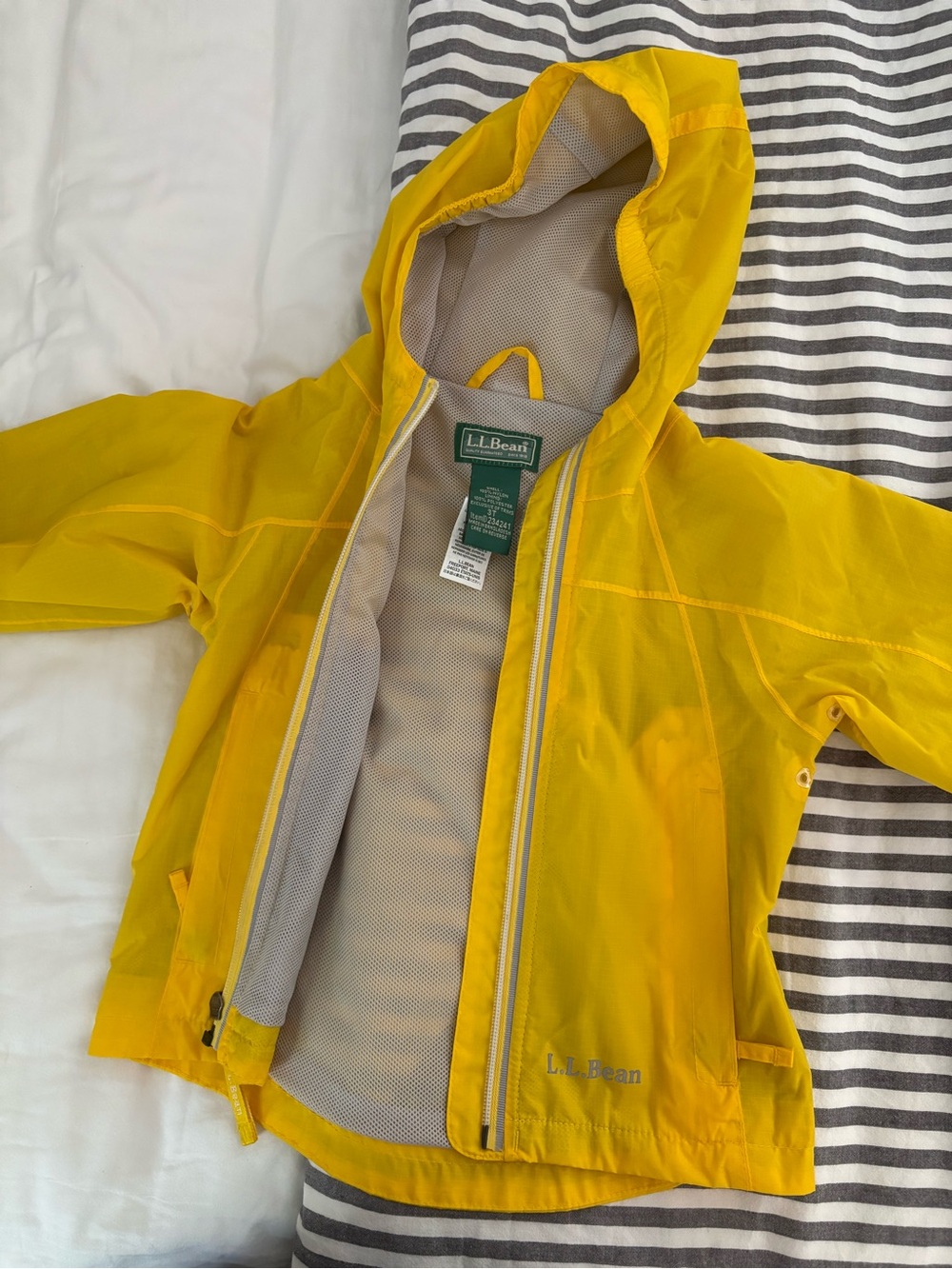 L.L. Bean Yellow Hooded Packable Jacket
